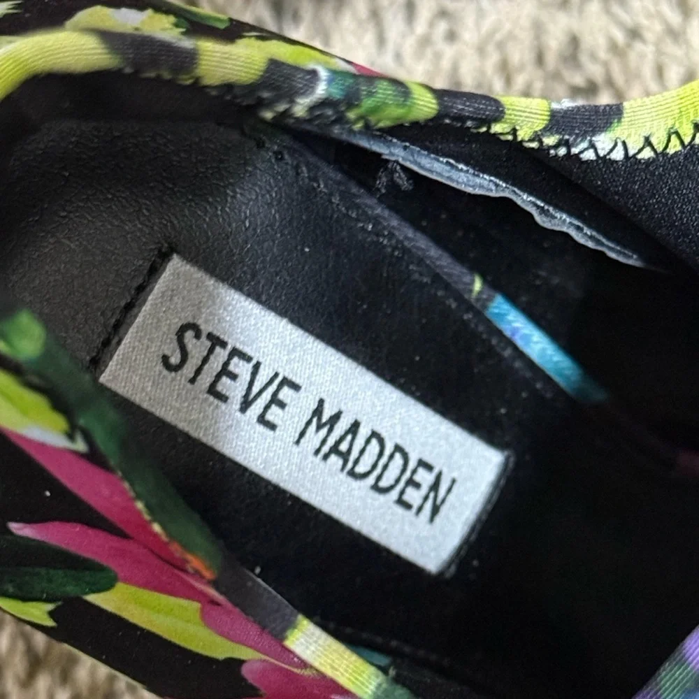 Steve Madden Floral Black Pink Green Heels